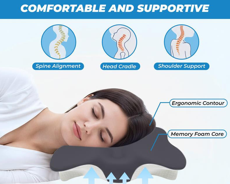 Experience Unmatched Comfort with Novus Ergonomic Cervical Memory Foam Pillow - Perfect for All Sleep Positions, Cooling and Machine Washable for a Refreshing Sleep!