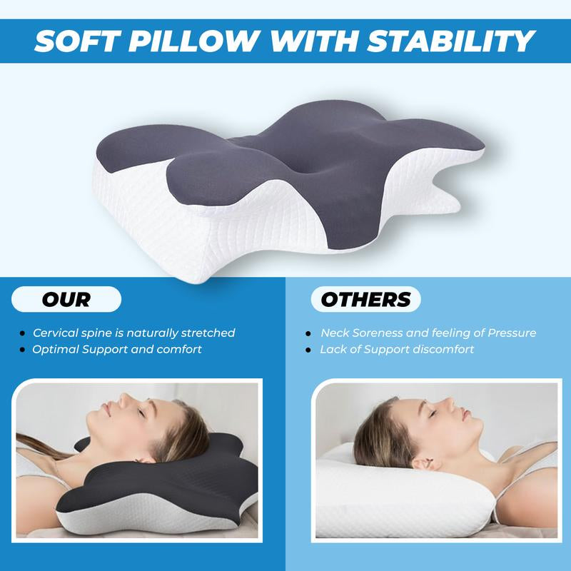 Experience Unmatched Comfort with Novus Ergonomic Cervical Memory Foam Pillow - Perfect for All Sleep Positions, Cooling and Machine Washable for a Refreshing Sleep!